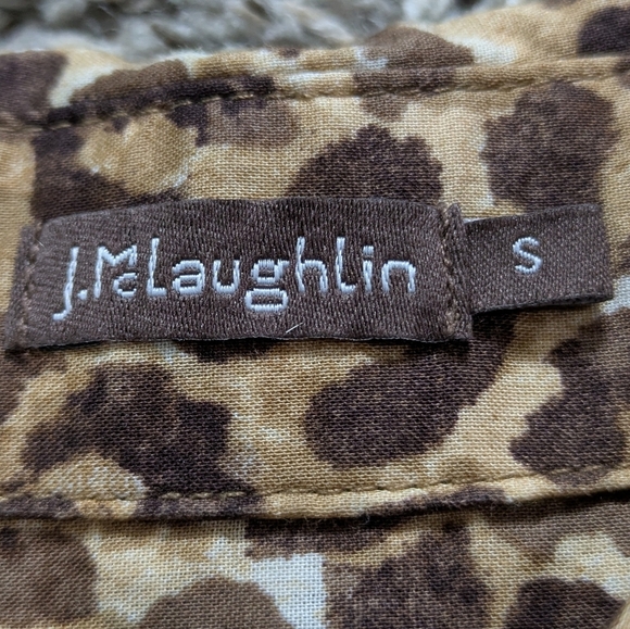J. McLaughlin Tan Brown Cheetah Leopard Animal Print Cotton Button Up S - Picture 6 of 8